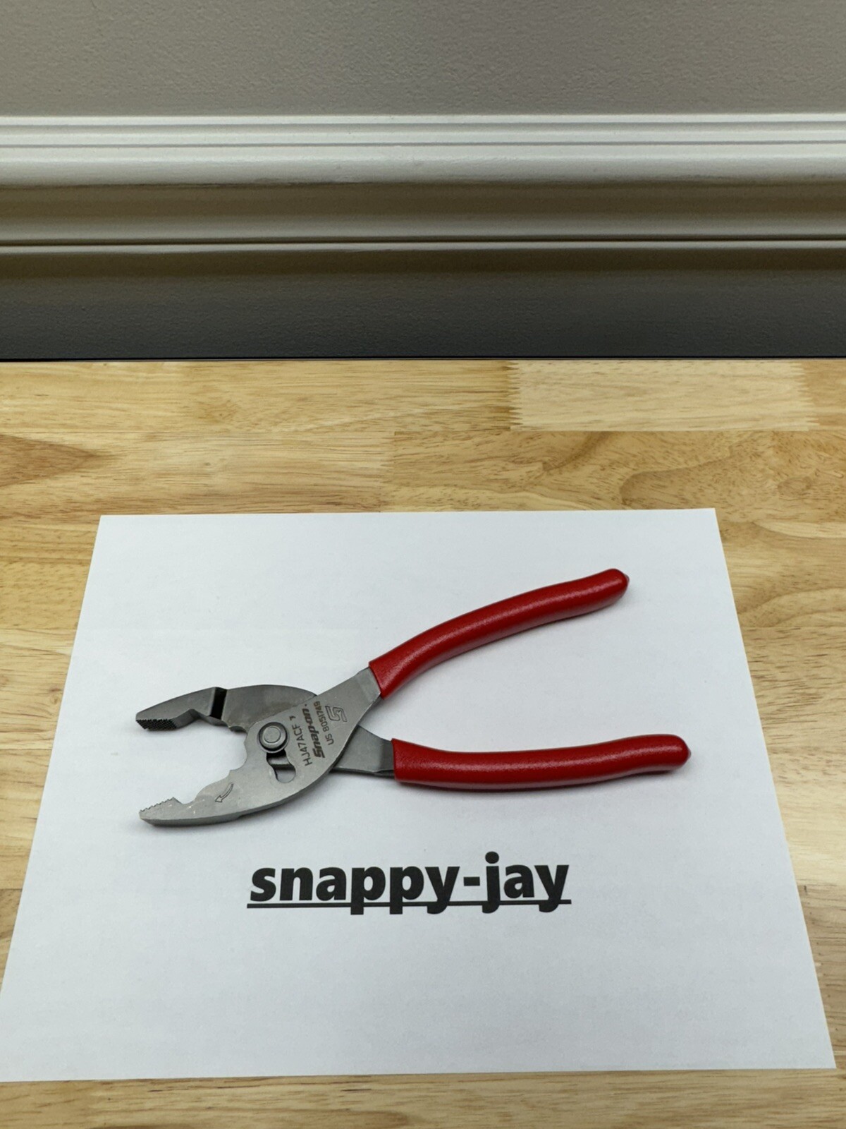 Snap-on Tools USA NEW STYLE RED Soft Grip 8″ Flank Jaw Slip Joint Pliers HJ47ACF
