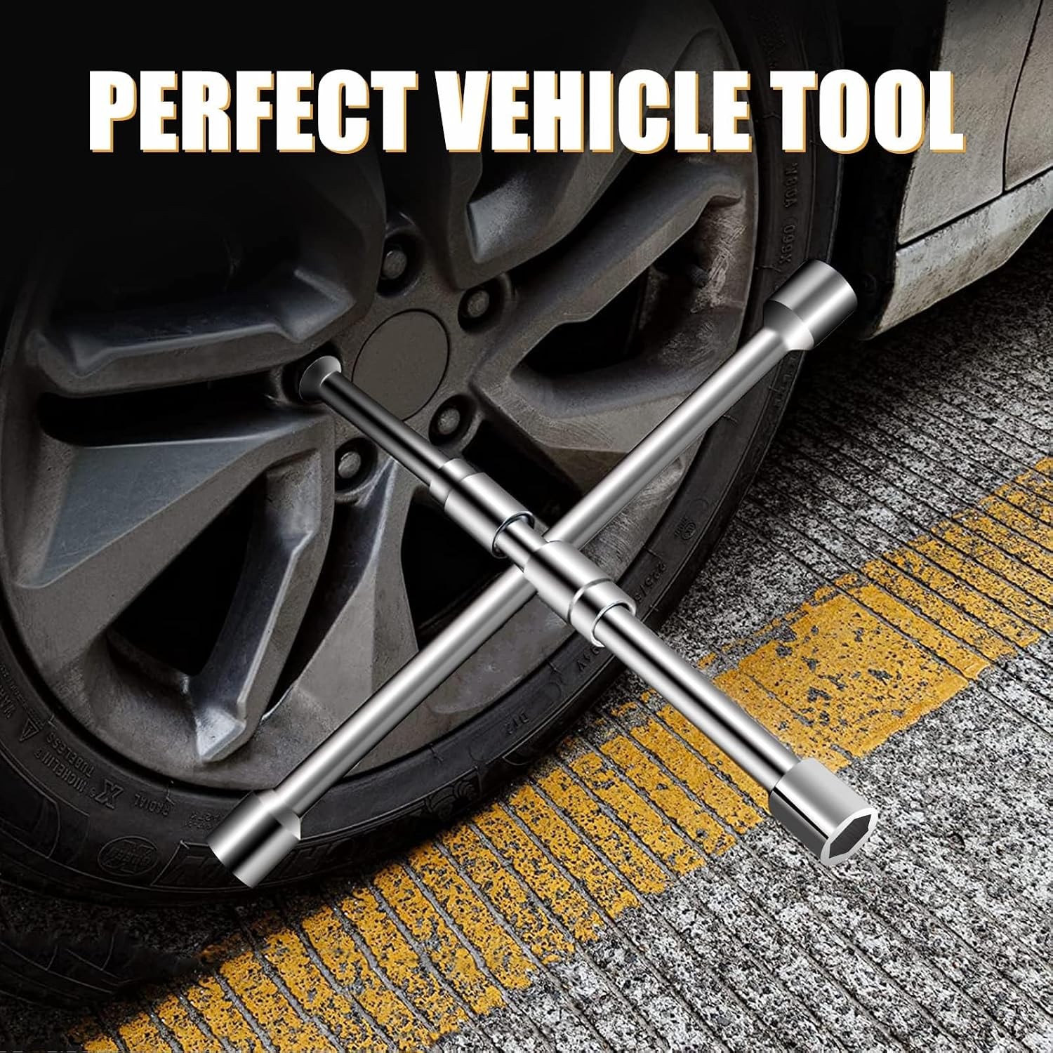 2Pack 14″ Folding 4-Way Lug Wrench – Universal Cross Wrench for Car/Truck/SUV