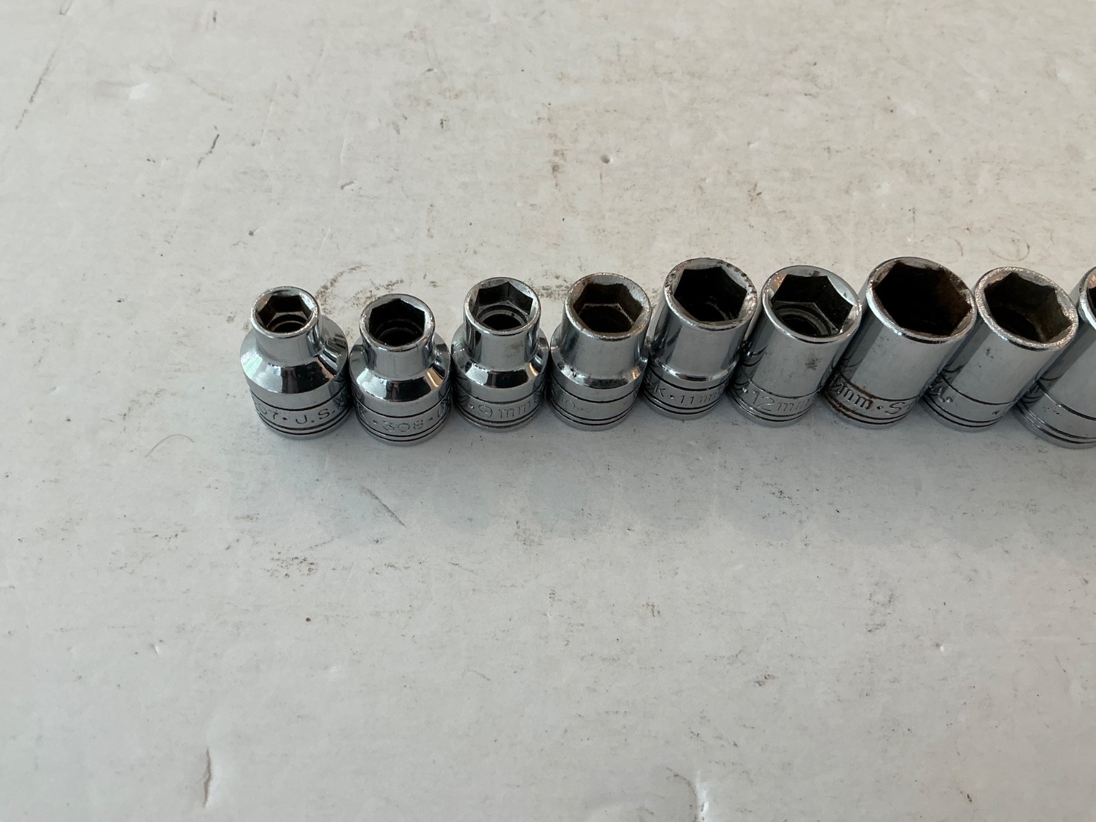 SK S-K Tools 11 Pc Shallow Metric Socket Set, 7-18mm. 3/8″ Drive USA made