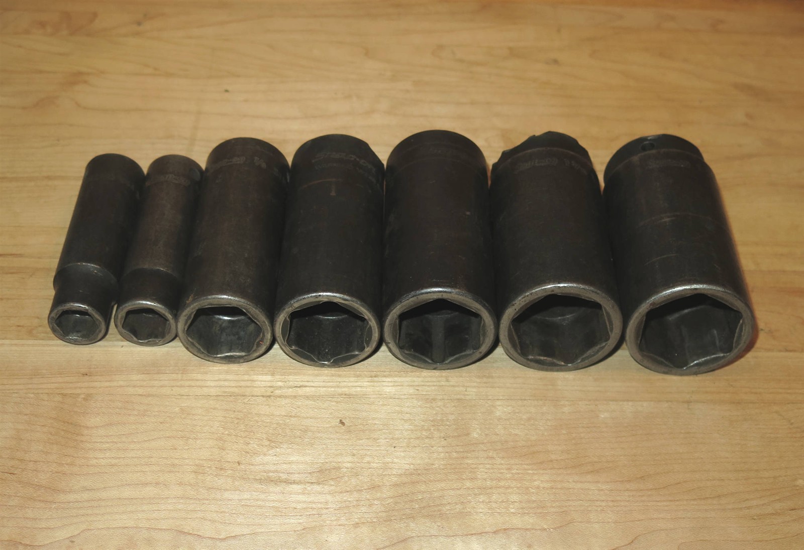 Snap-On (7pc) 1/2″-Drive Deep Impact Sockets SIM160 SIM380 1/2″ to 1-1/4″ – READ