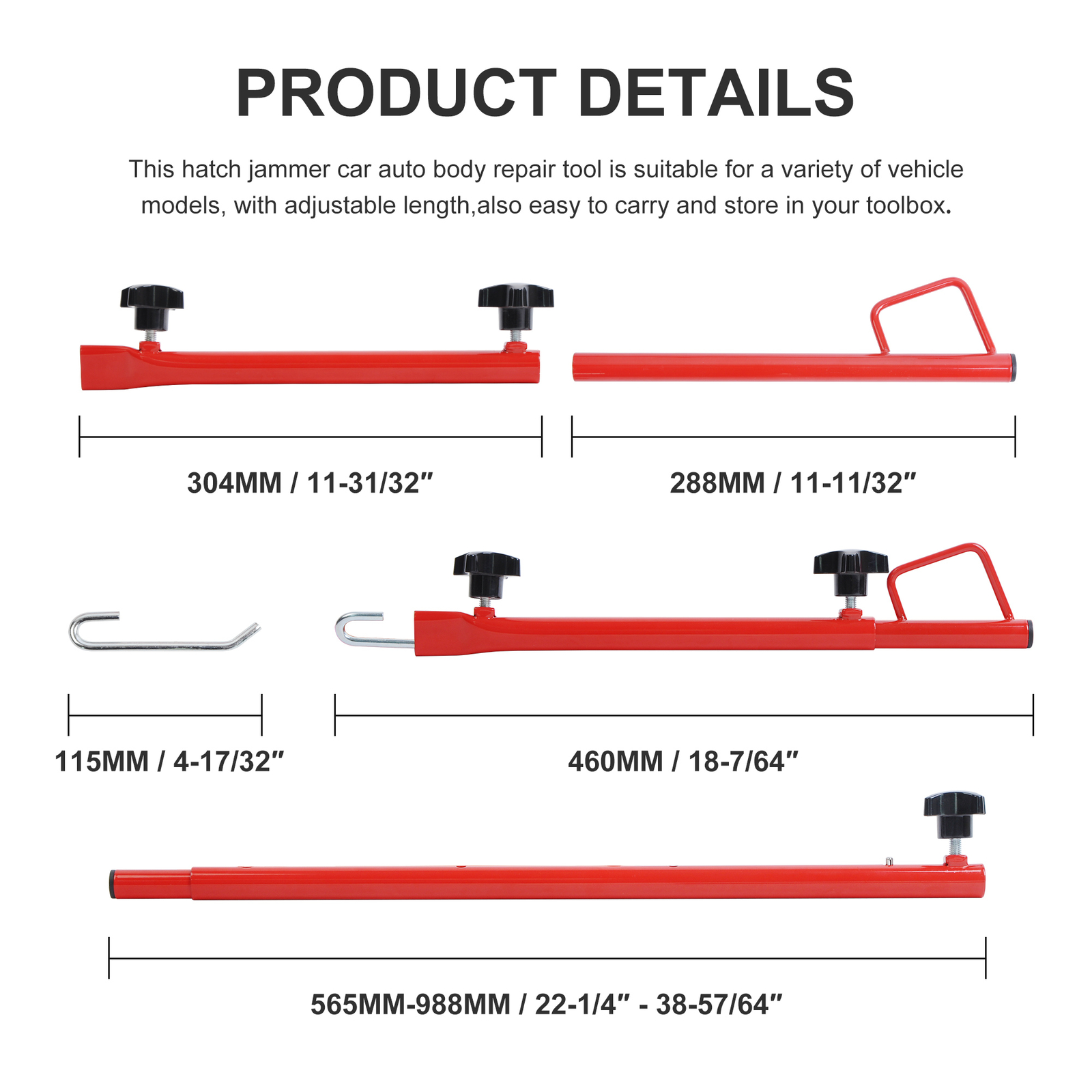 Adjustable Length Automotive Car Hatch Jammer Auto Body Repair Tool Universal