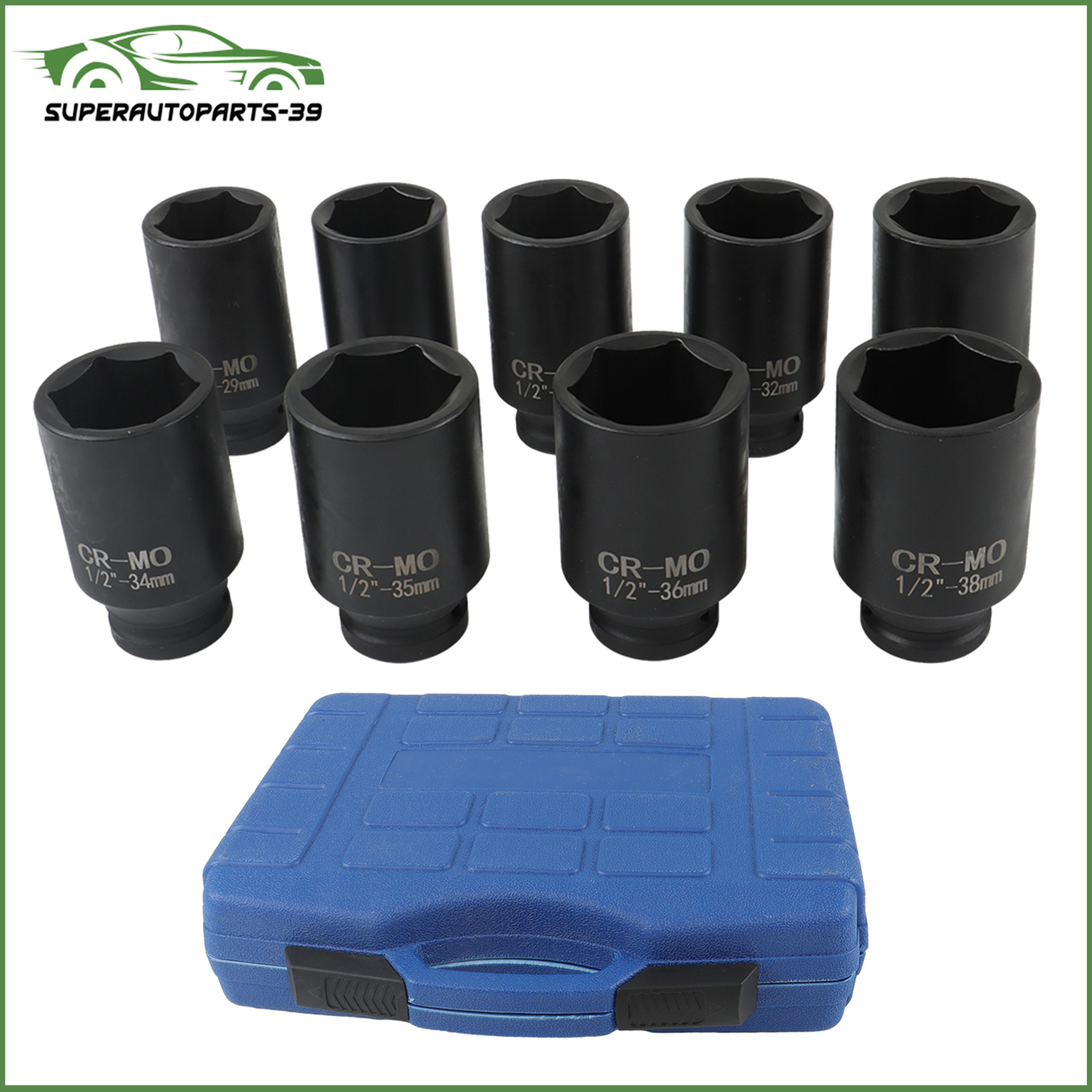 Deep Impact Socket Set 1/2″ Drive Metric Axle Hub Nut Socket 29-38mm 9Pcs