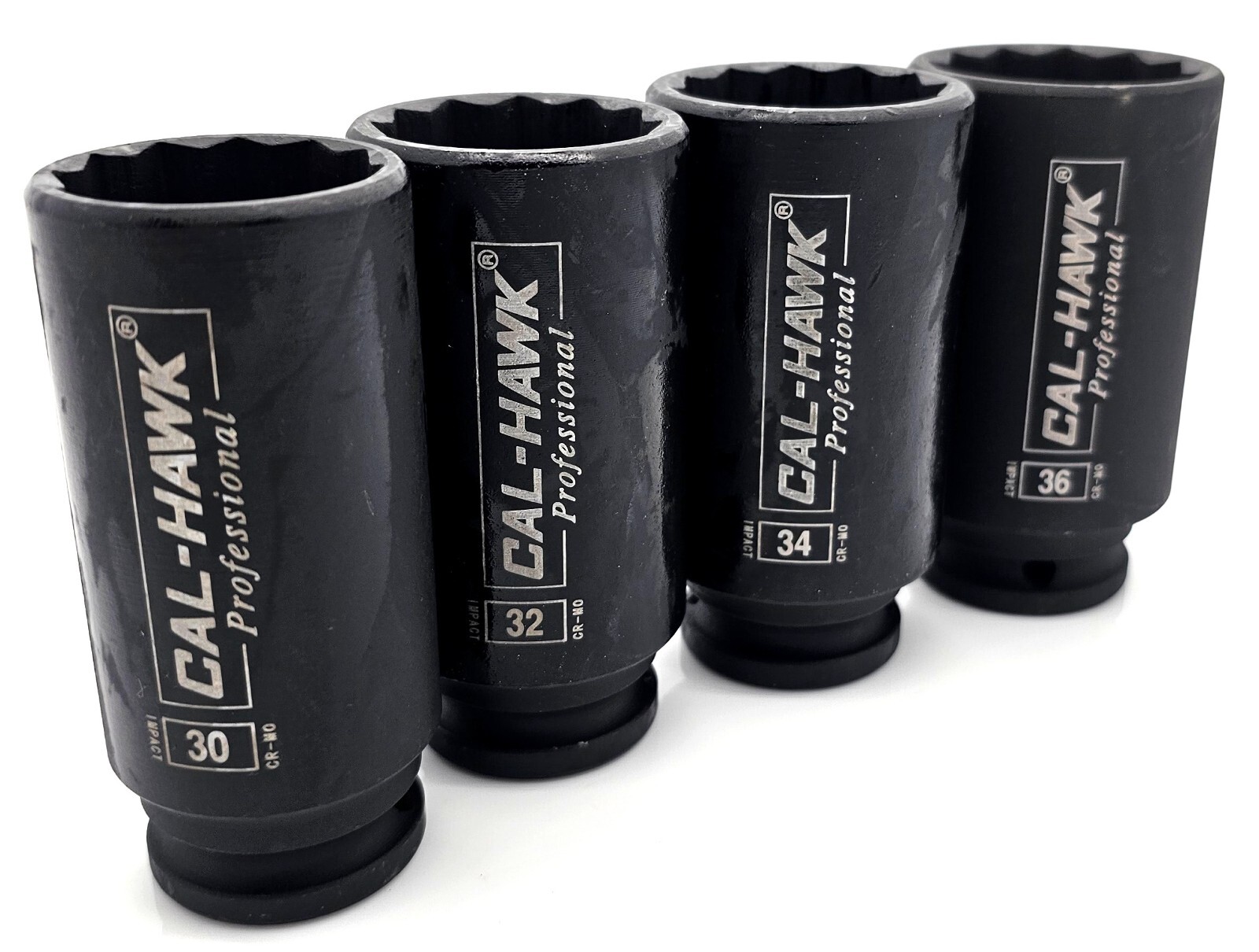 4Pc 1/2″ Dr Deep Spindle Axle Nut Socket Set 12 POINT METRIC 30mm 32mm 34mm 36mm