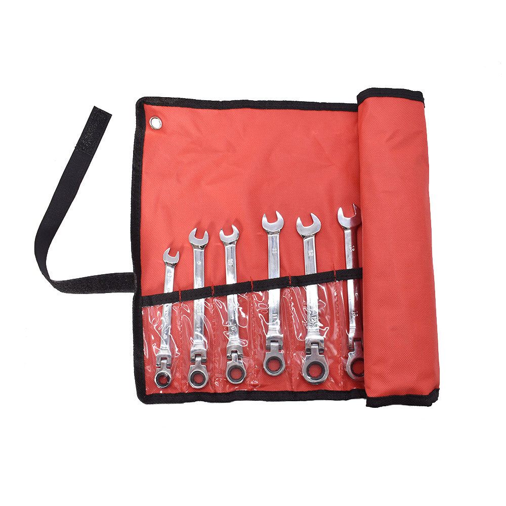 12PCS Metric Flexible Head Ratcheting Wrench Combination Spanner Tool Set 8-19mm