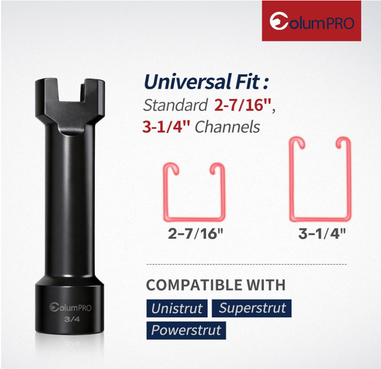 Vaso para Canal Unistrut 19 mm 1/2» Impacto Cr-Mo 108 mm Negro