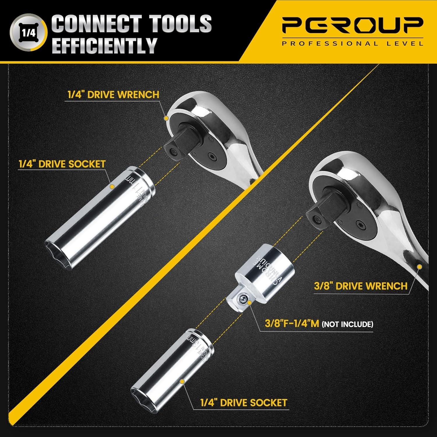 1/4 Inch Drive Socket Set 11pcs Deep Metric Sockets Chrome Vanadium Steel