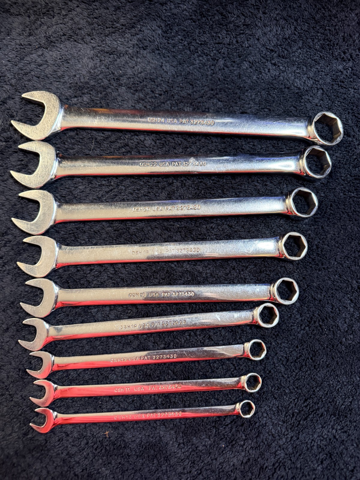 9 – Piece Vintage Snap-on OSH707 6 Point Combination Wrench Set 5/16″ – 3/4″