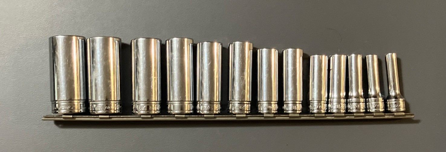 SNAP-ON 3/8” Drive 12 Point Deep Socket Set ~ 13 Piece (1” To 1/4” ) On Clip