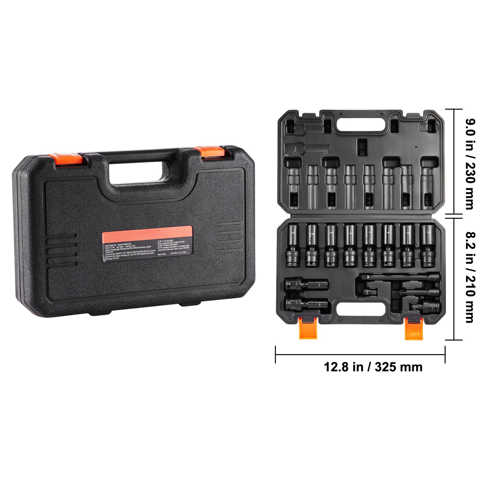 Uimoso 360° Rotating Impact Socket Set, 14pcs 6-Point 3/8in Drive