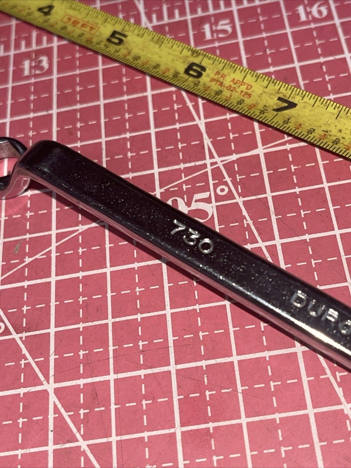 NOS Duro Indestro USA 730 3/8 X 7/16 In SAE 6 Point Box End Wrench Offset