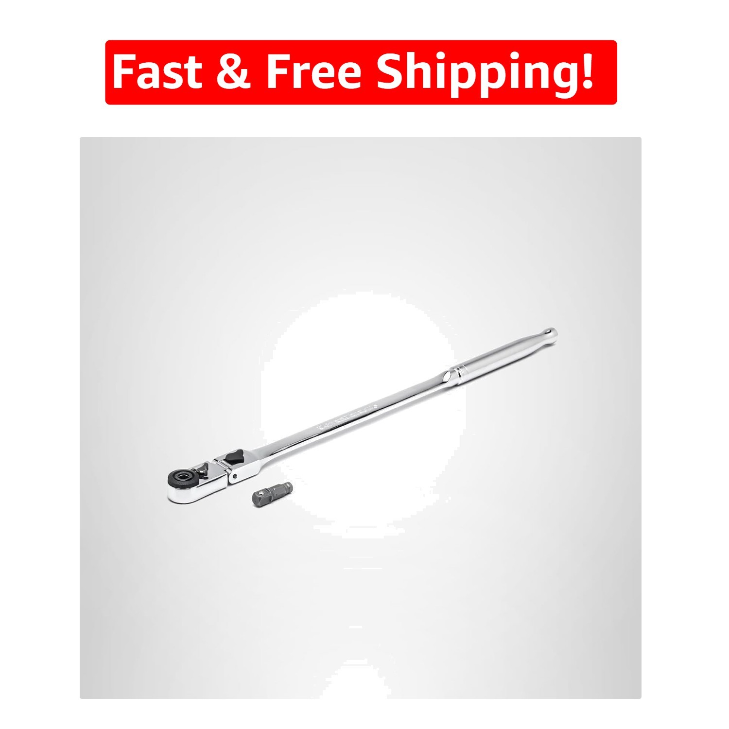 Professional 12″ 1/4″ Drive 72 Tooth Locking Flex Ratchet – Polished Steel