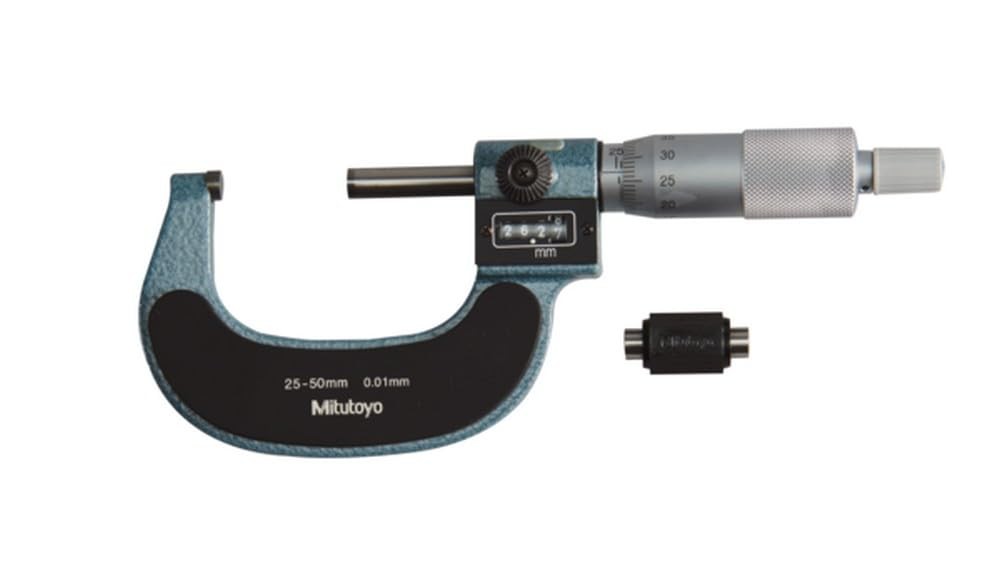 Mitutoyo 193-111 Digit Outside Micrometer, Ratchet Stop, 0-25mm Range,