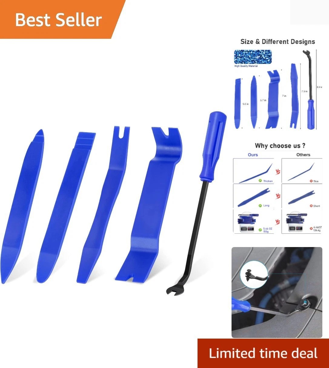 Durable 5-Piece Trim Removal Tool Set – Safe for All Vehicle Interiors