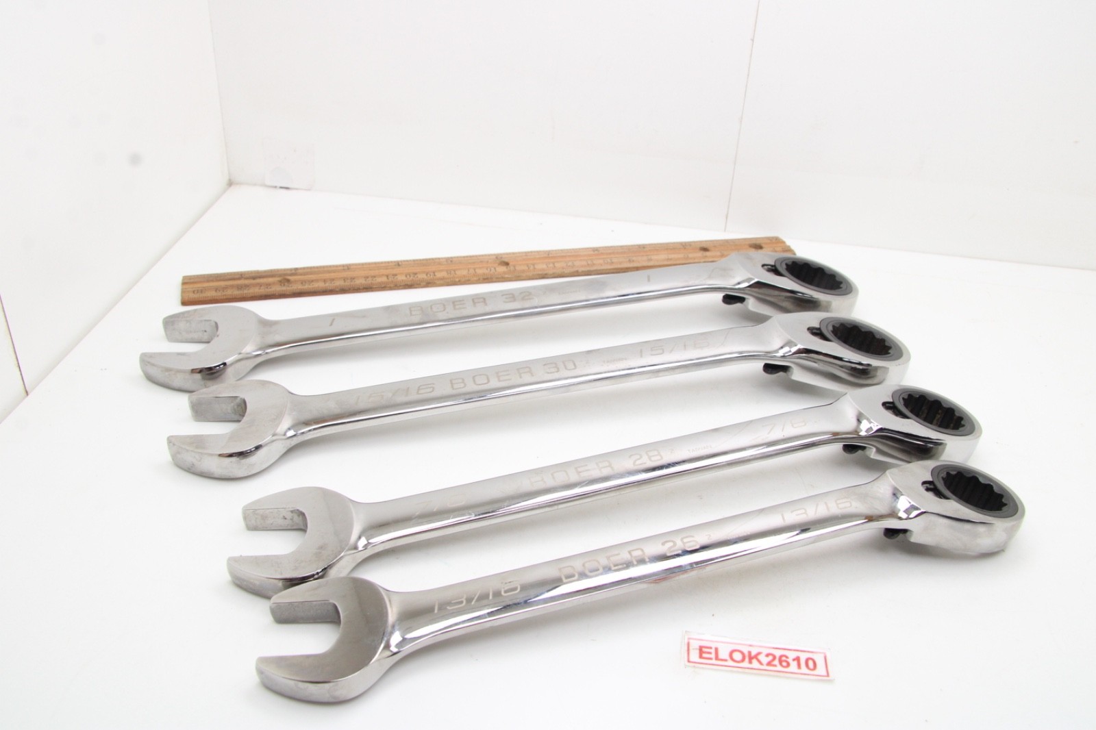 Blue Point 13/16″ – 1″ SAE Chrome 4 Piece 12 Point Ratcheting Wrench Set USA