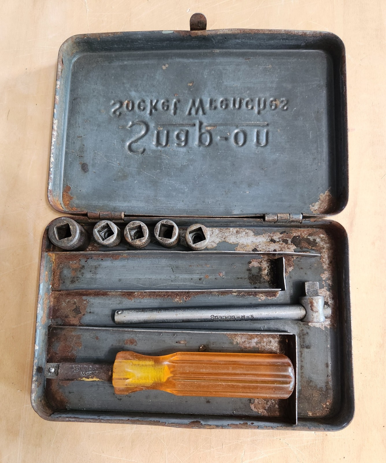 Vintage Snap-On Socket 7 Piece Partial Set + Metal Case