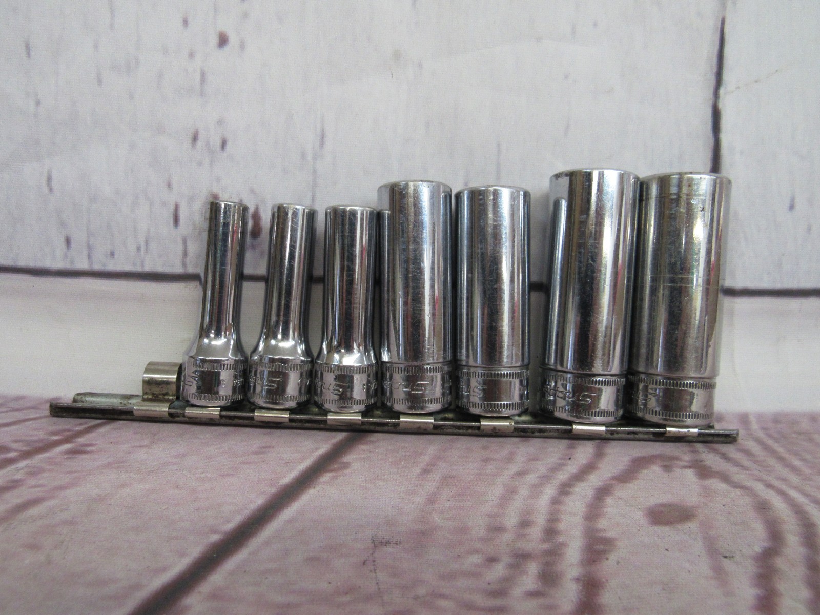 Snap-on 3/8″ Drive 6pt Metric 7pc Deep Sockets 8-10mm, 15,16,18, &19mm SFSM USA