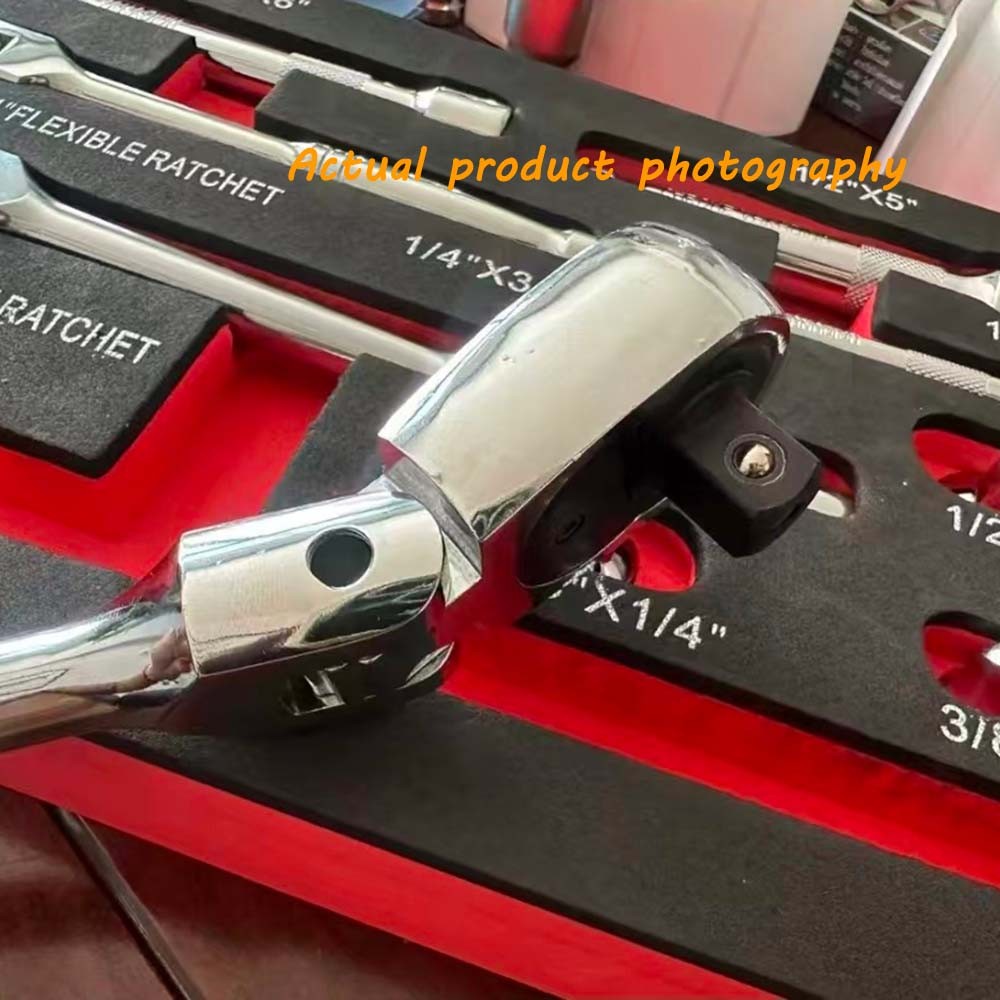 72-Tooth Flexible Handle Ratchet Wrench 10-Piece Set Includes 1/4-inch,3/8-inch