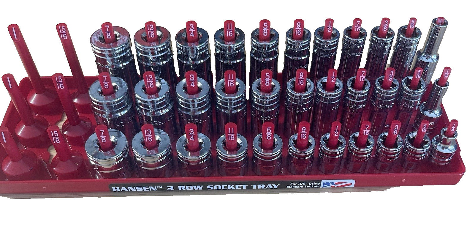 GearWrench 3/8” SAE Shallow Mid Deep Sockets 80553 80555S 80555 w/ Hansen Tray!!