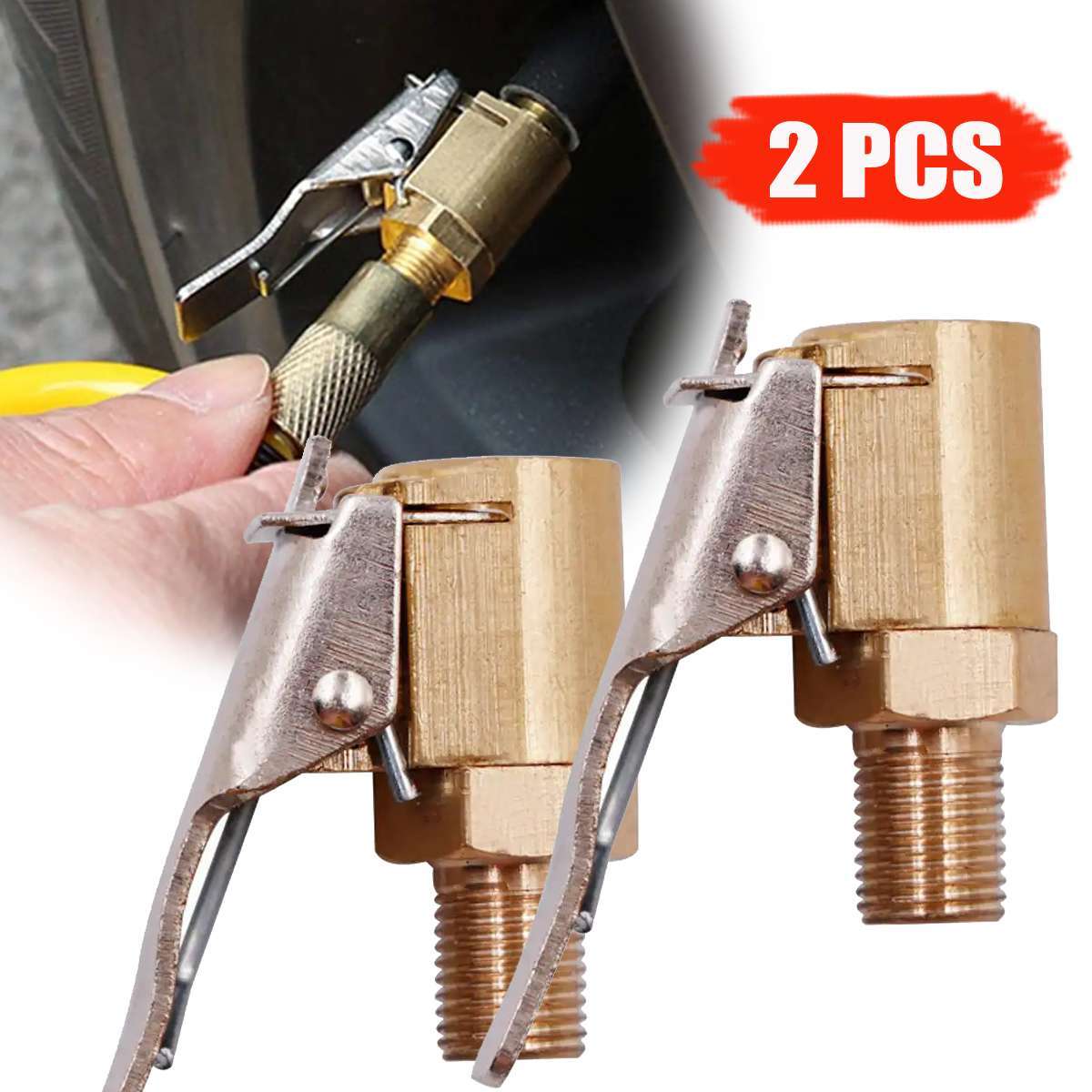 2pc 8MM Car Tyre Wheel Tire Air Chuck Inflator Pump Valve Clip Connector Adapter
