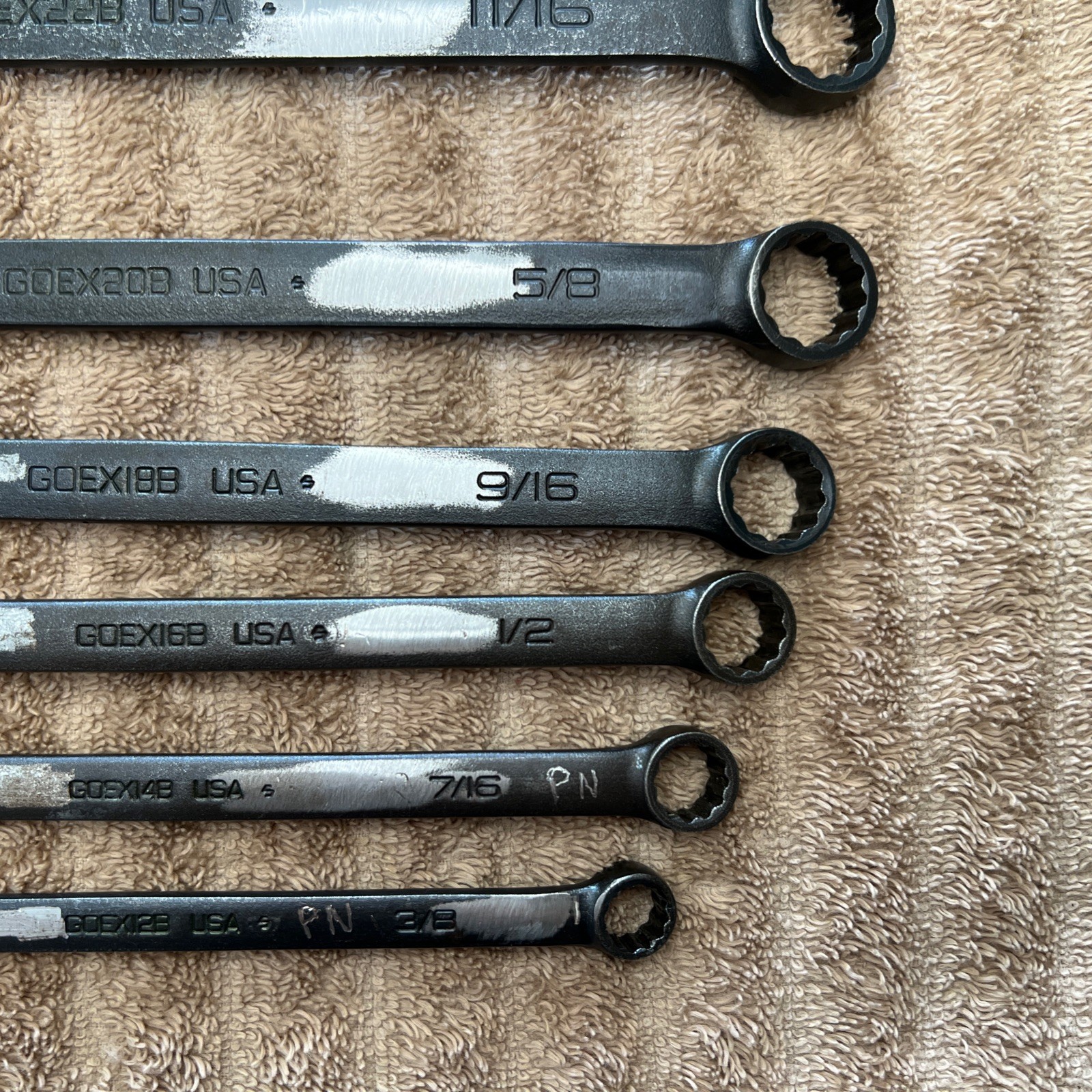 (6) Snap On Wrench GOEX12B 14B 16B 18B 20B 22B — 3/8 7/16 1/2 9/16 5/8 11/16