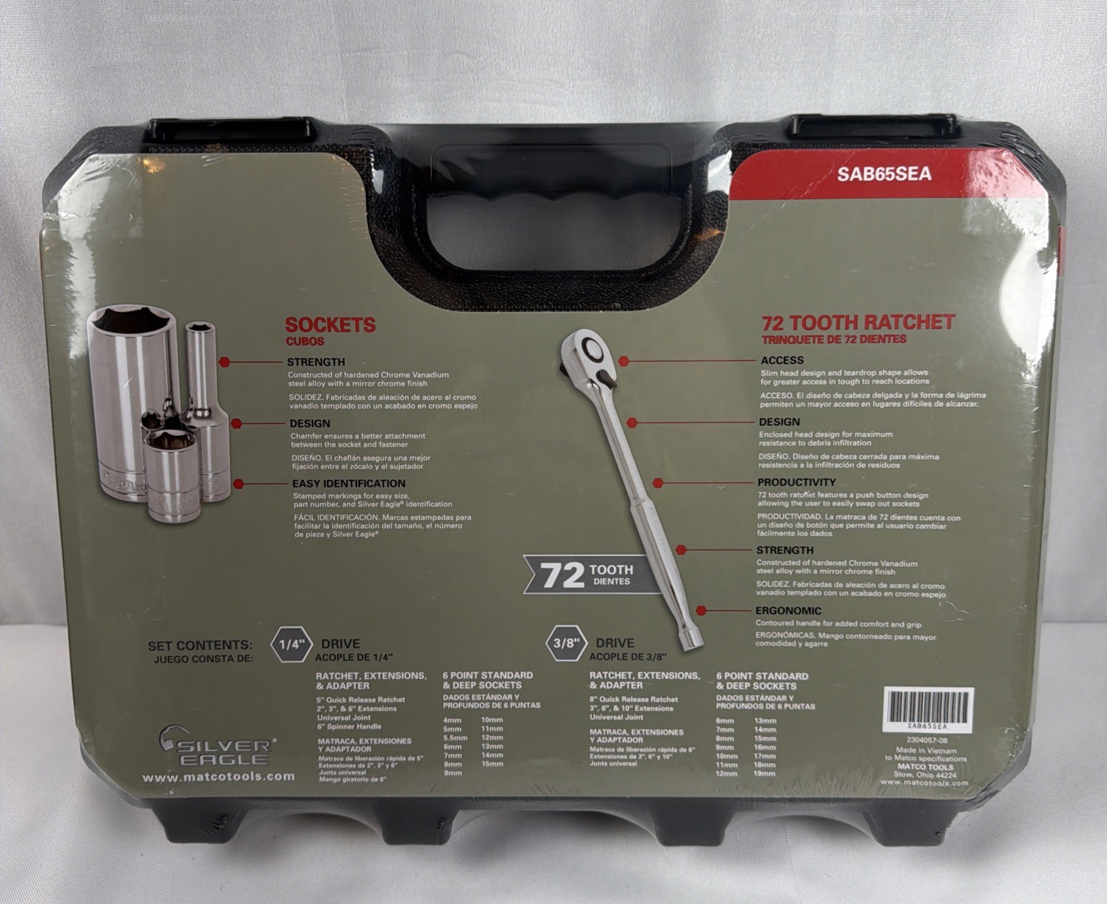 NEW Sealed Matco SAB65SEA 65 PIECE 1/4″ & 3/8″ SILVER EAGLE METRIC SET MSRP $368