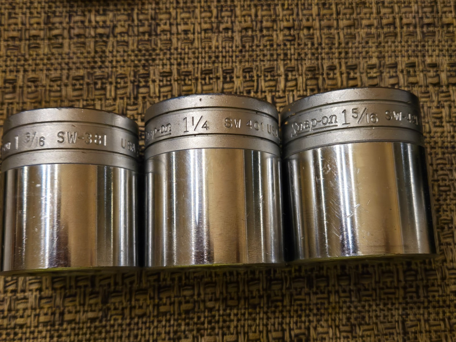 Lot x3 Snap-On 12PT SAE Socket SW421 401 381 1″ 3/16 1″ 1/4 1″ 5/16