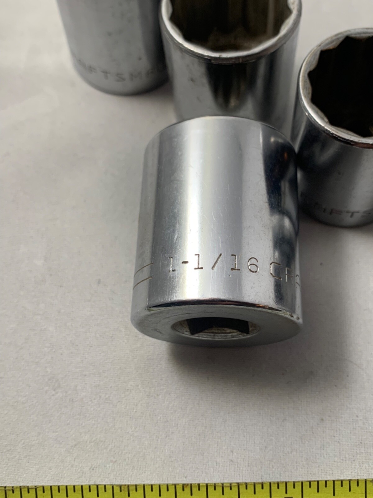 10 Vintage Craftsman -V- Sockets 1/2” & 3/8” drive 1 1/16” to 9/16”