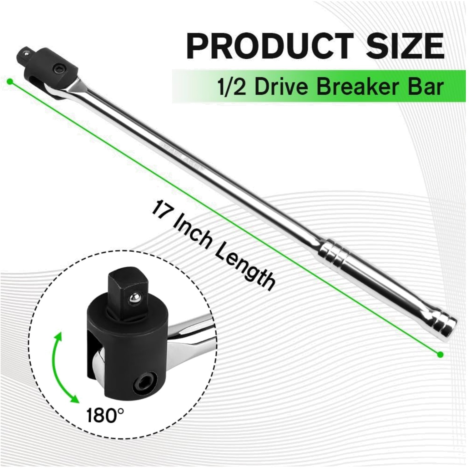 SWANLAKE 1/2 Drive Breaker Bar, 17.5″ Length, CR-V Steel