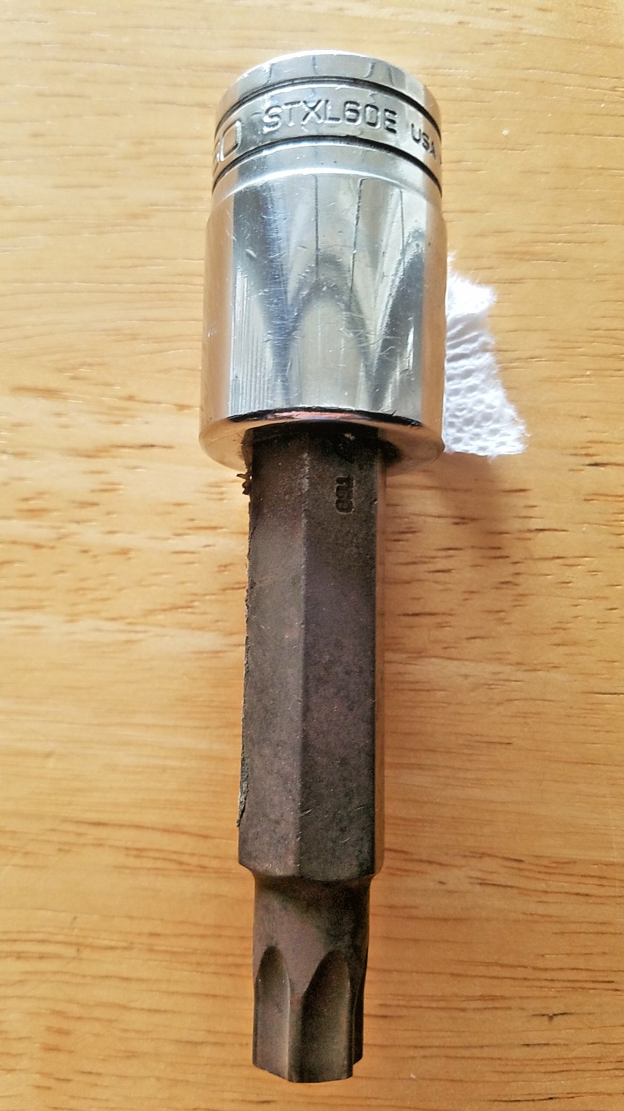 Snap On 1/2″ Drive LONG Shaft T60 Torx bit Socket # STXL60E MADE IN THE USA