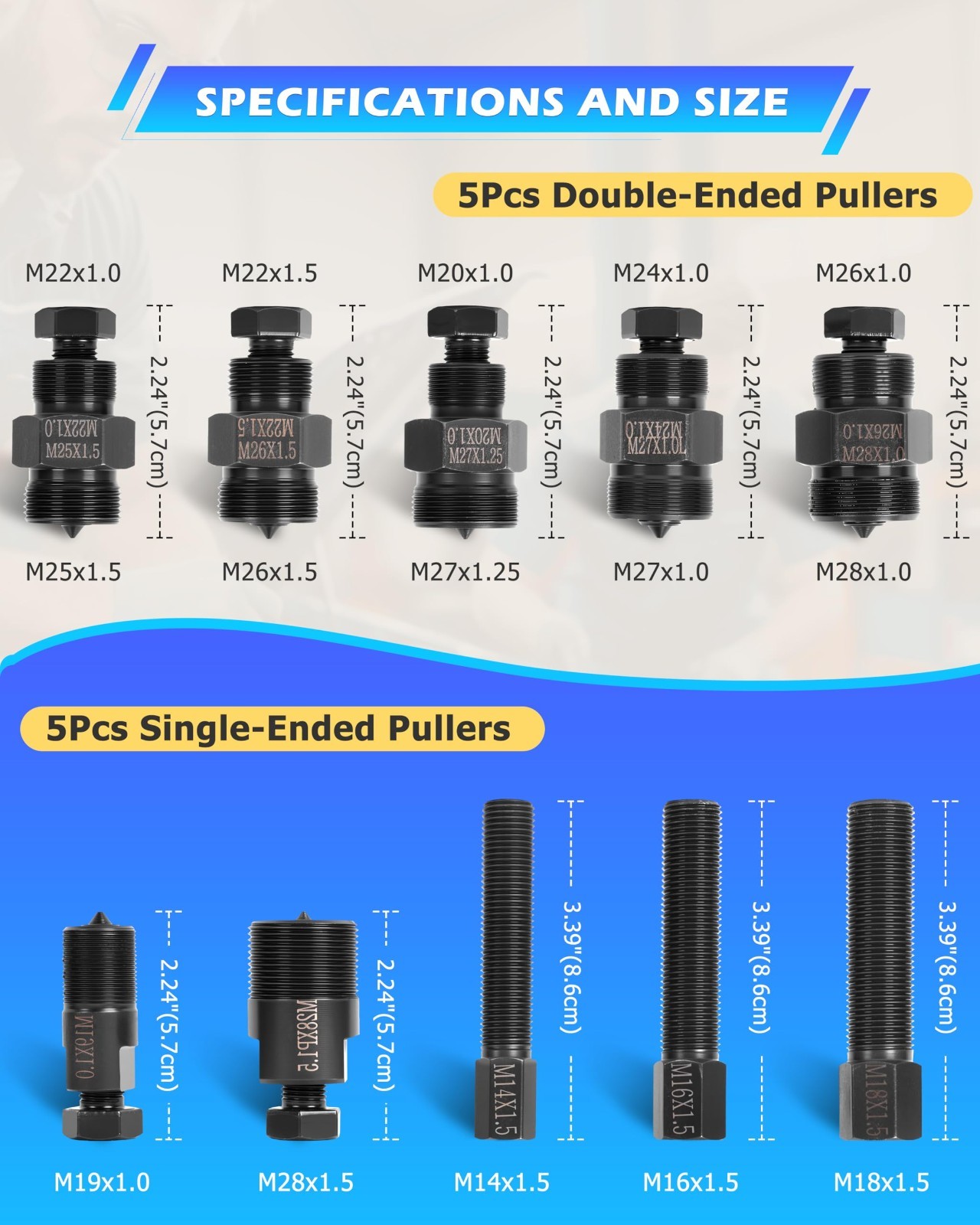 Motorcycle Flywheel Puller Set – 10 Sizes for Small Engines, Scooters, ATVs, Dir