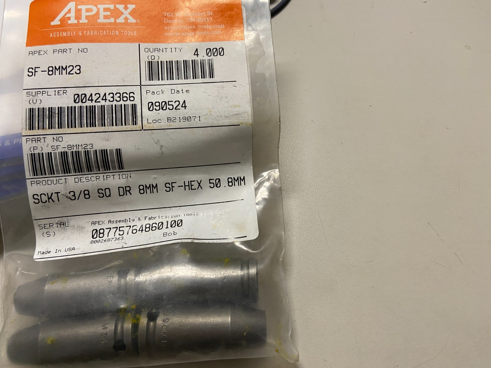 Apex SF-13MM23 3/8 inch Drive 13mm Surface Socket, 6 point, pack of 4, NEW