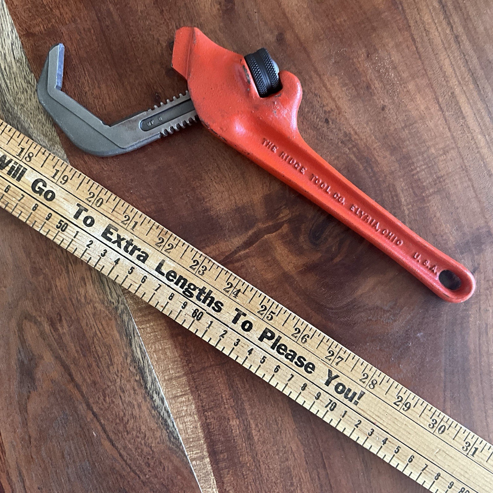 Ridgid Model E-110 Offset Hex Smooth Jaw Pipe Wrench, Red, Made in USA