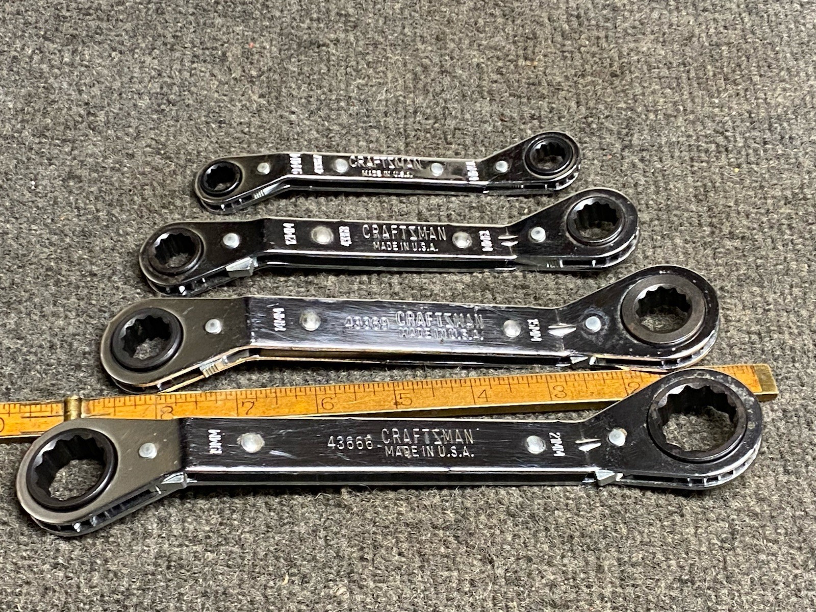 CRAFTSMAN #9 43376 4 PC OFFSET METRIC RATCHET BOX WRENCH SET 9 – 21 mm USA