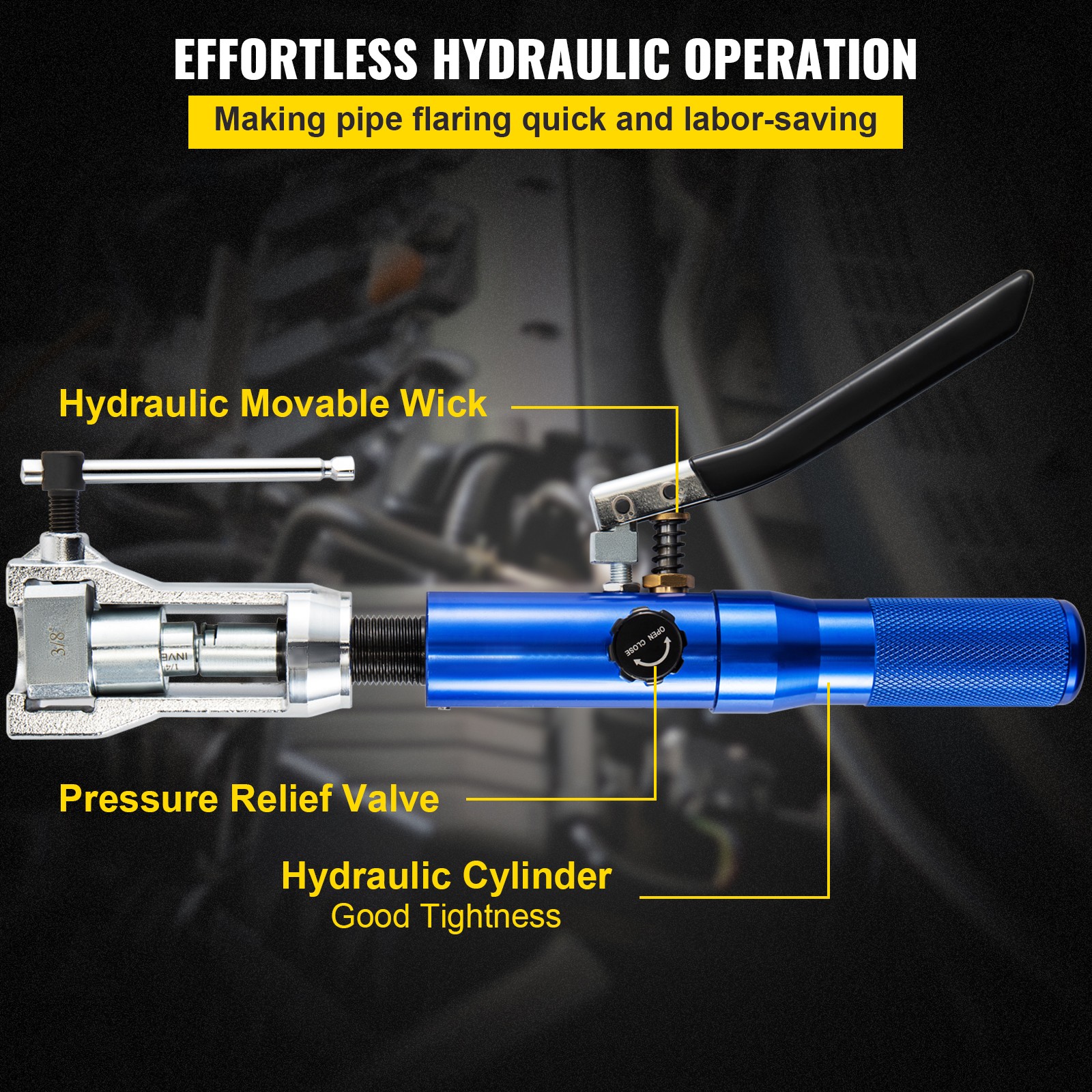 VEVOR Hydraulic Flaring Tool Kit 45° for 3/16″ – 1/2″ Tube w/ Cutter & Deburrer