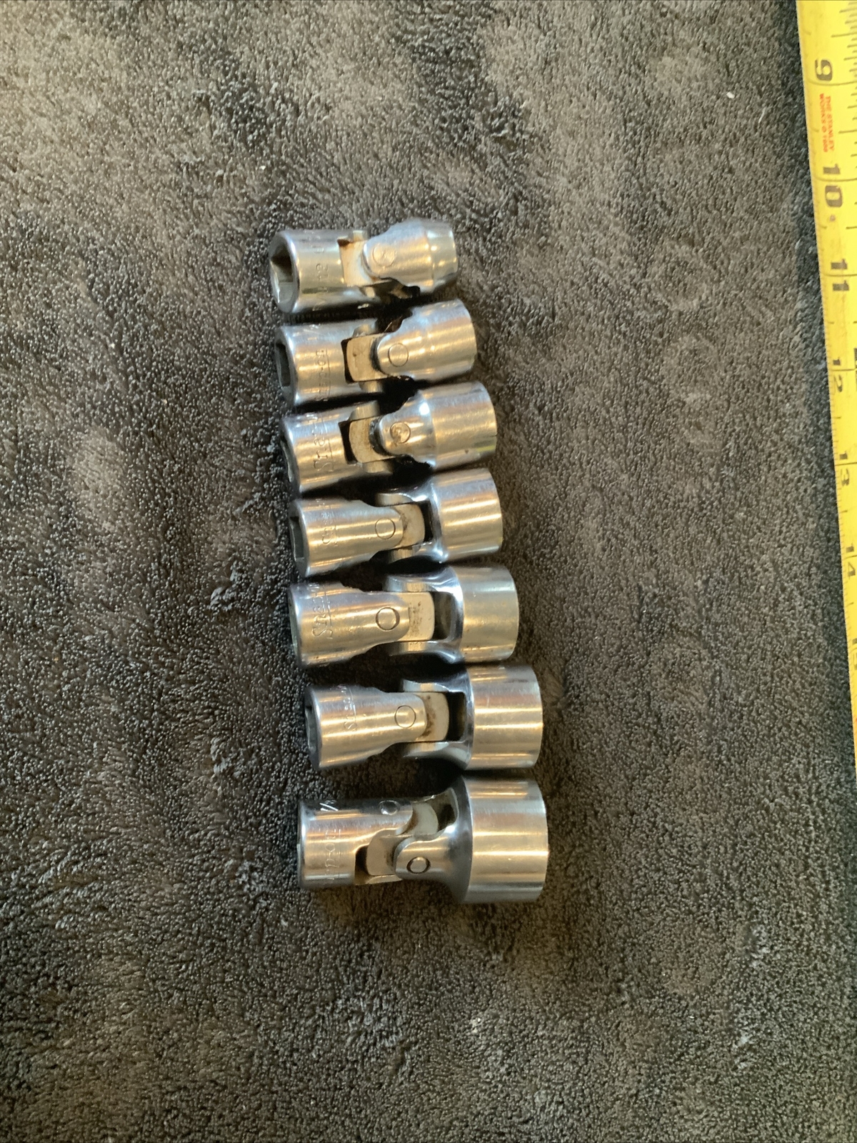 Snap On 3/8” Dr Swivel Socket Set, 12pt, 3/8, 1/2, 9/16, 5/8, 11/16, 3/4, 7/8…a