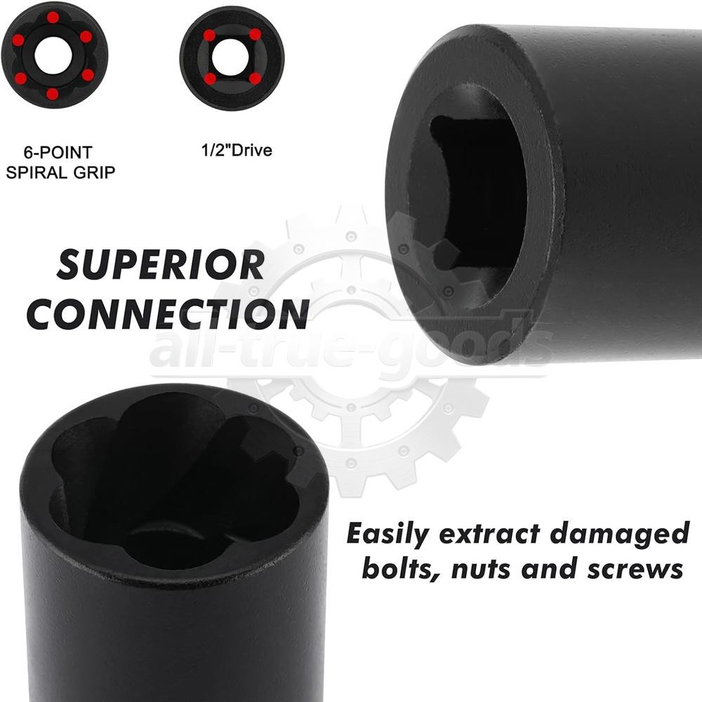 5Pcs Twist Socket 1/2” Drive For Wheel Lug Nut Damaged Removal and Extractor US
