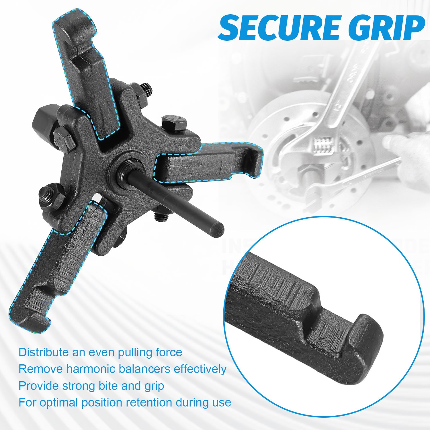 For Chrysler GM MIT OLD 6Pcs Harmonic Balancer Pulley Puller Set w/ Blue Case