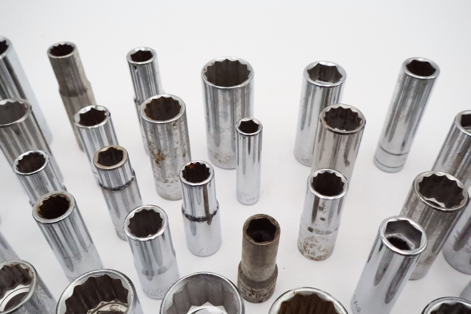 Large Mixed Socket Lot 1/4 3/8 1/2 Drive SAE Metric Deep Standard USA Tools