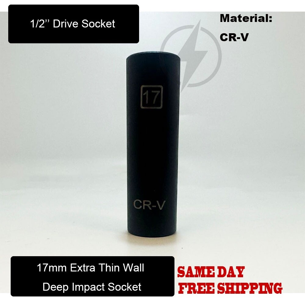 1Pc 1/2″ Drive 17mm Extra Thin Wall Deep Impact Socket CR-V