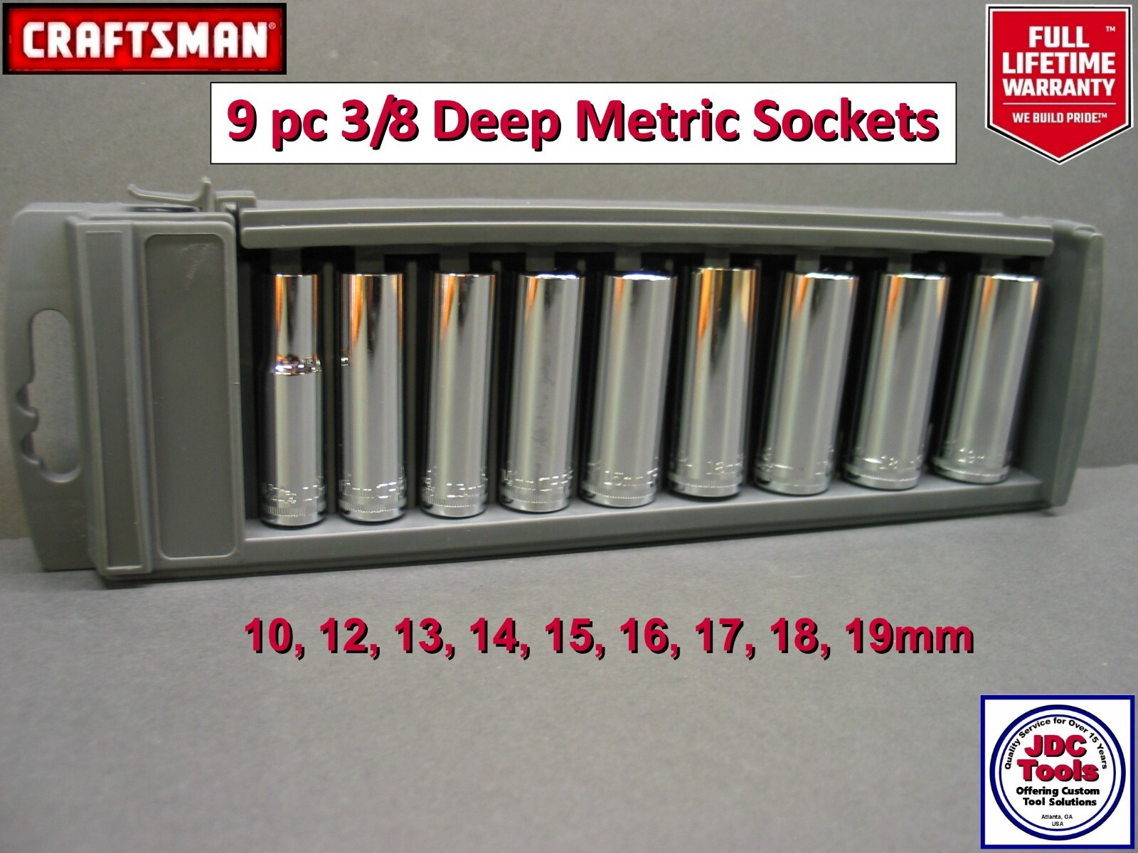 Craftsman 9 pc 3/8 Deep Metric Socket Set