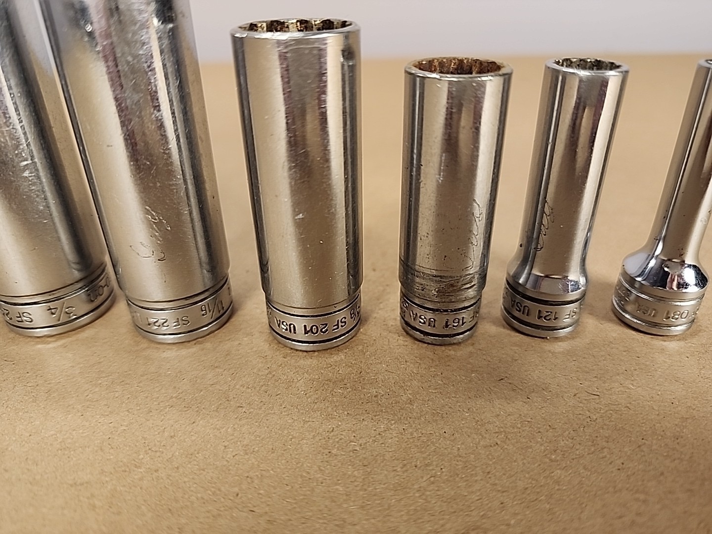 Snap-on Tools 8pc 3/8″ Drive SAE 12pt Deep Standard Sockets SF081-SF241