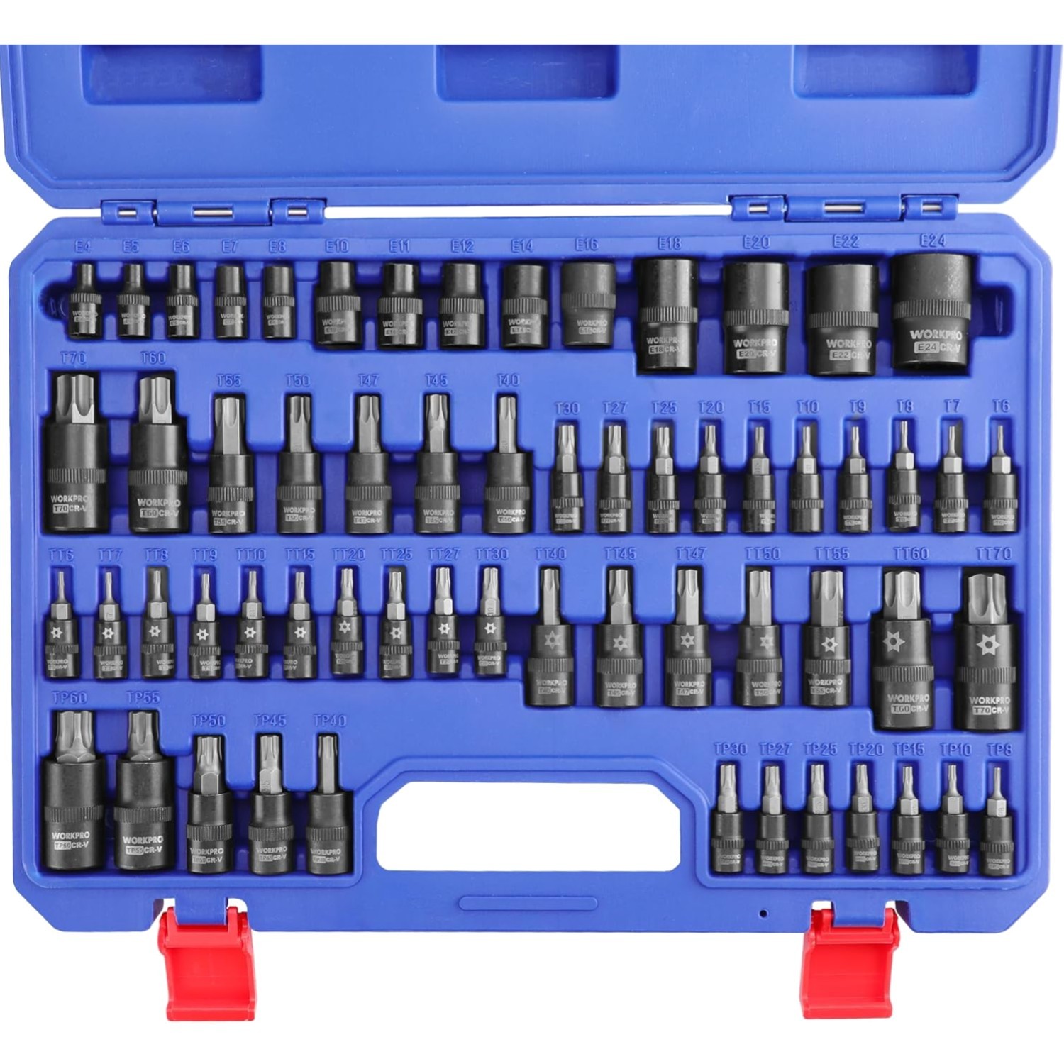 piece Torx Bit Socket Set 1/4″ 3/8″ 1/2″ Drive E4-E24 T6-T70
