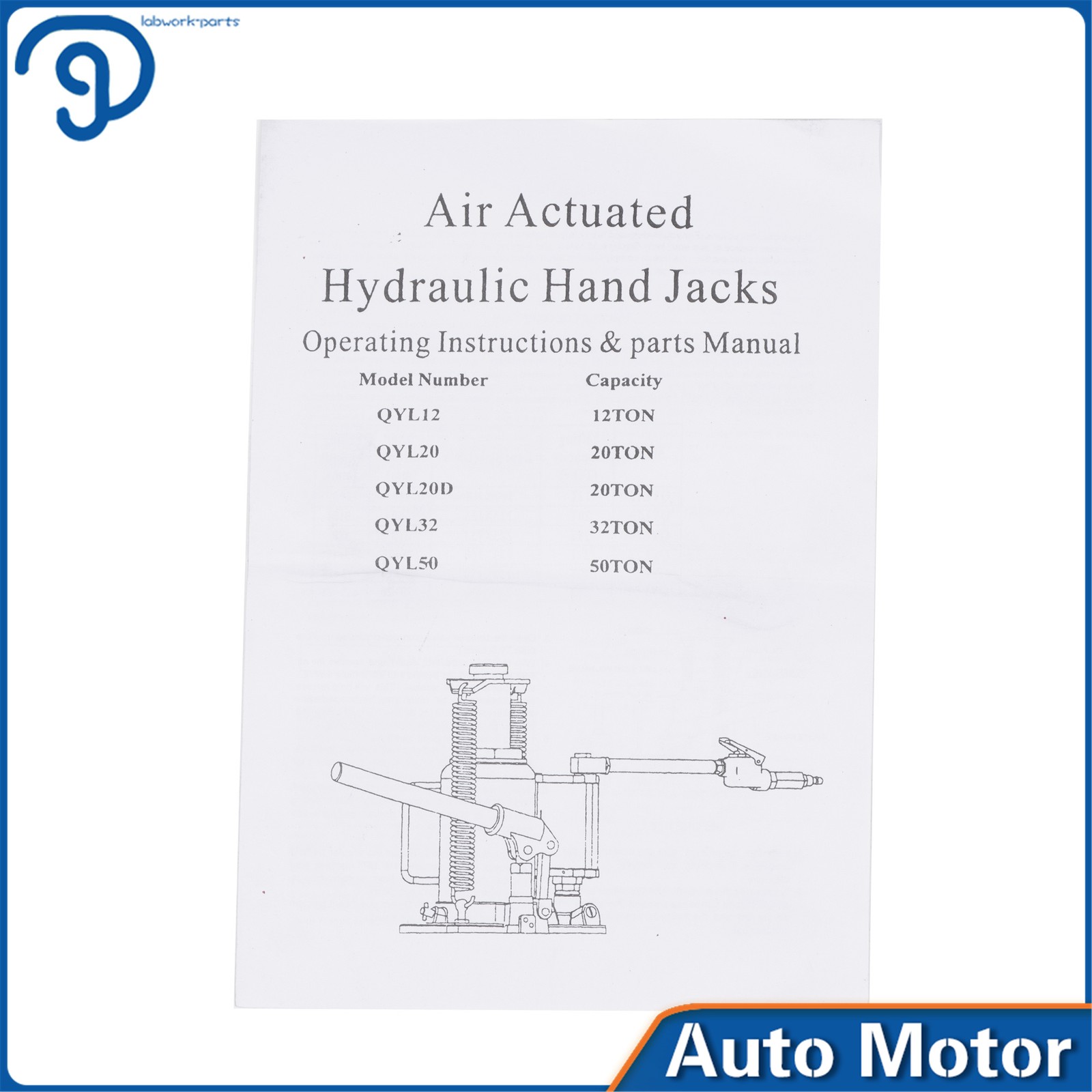 Air Hydraulic Bottle Jack 20 Ton/40,000 Lbs Welded Low Profile Pneumatic