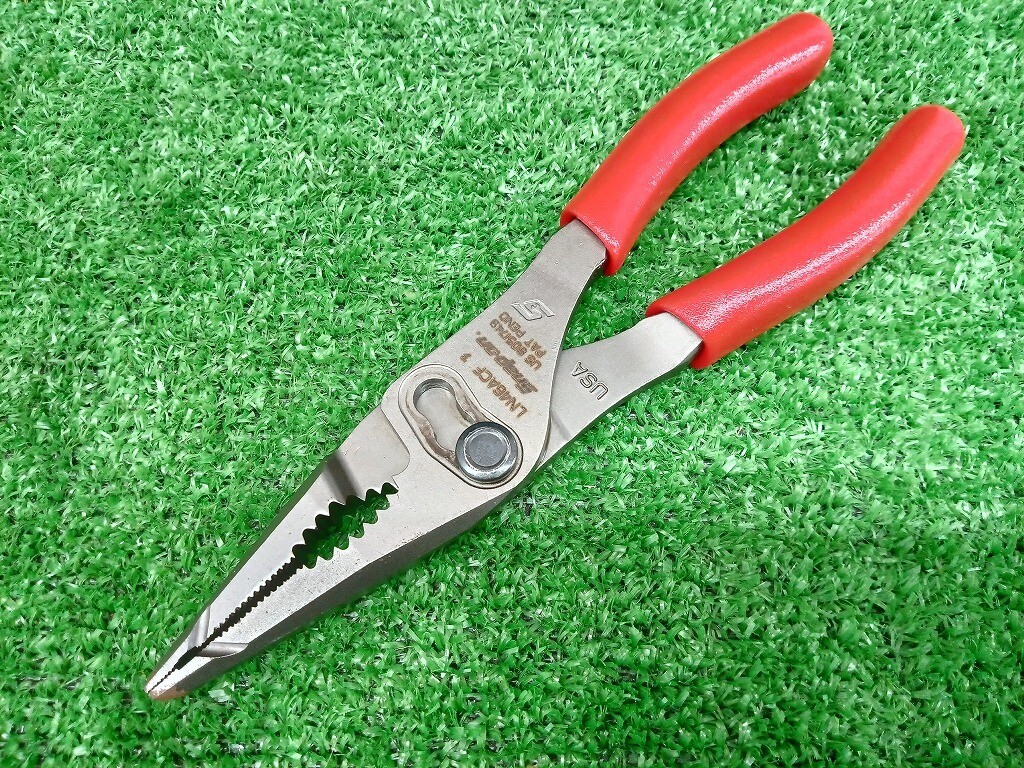 SNAP ON TOOLS LN46ACF RED 7″ Soft Grip Long Nose Slip Joint Pliers Unused JP
