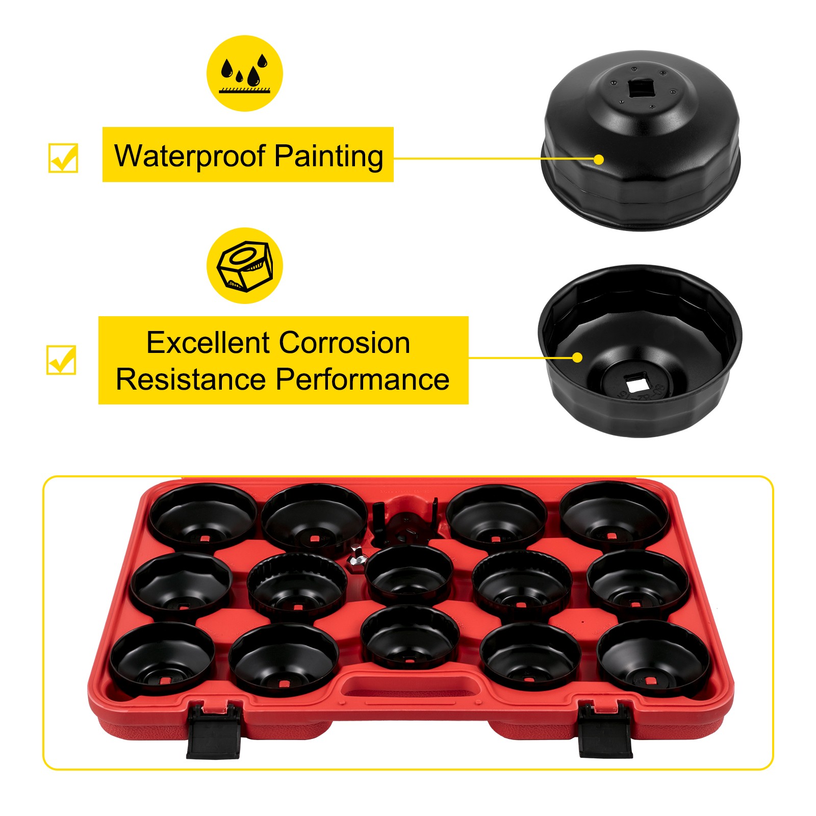VEVOR Oil Filter Socket Set Cup Socket Tool Set 30 PCS Oil Filter Cap Wrench
