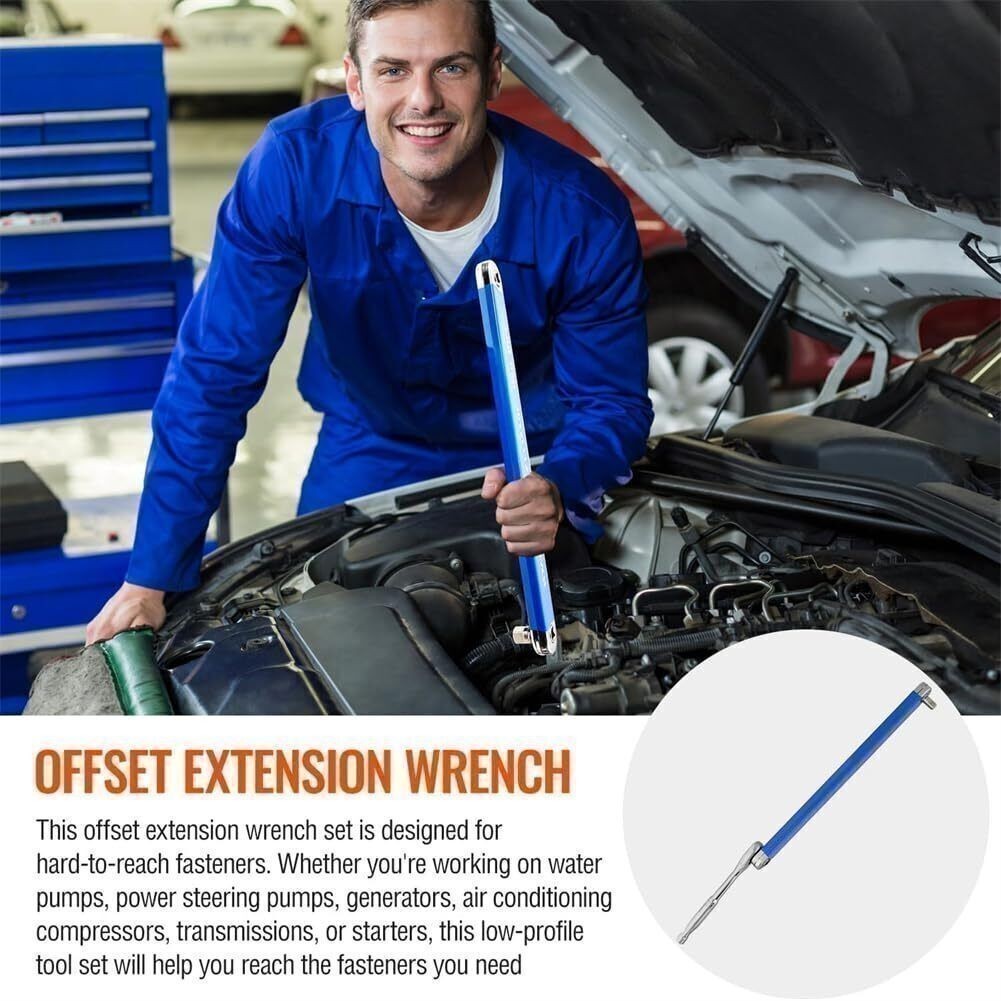 1/2/4Set 3/8″ Offset Extension Wrench Socket Ratchet Spanner Extender w/Adapters
