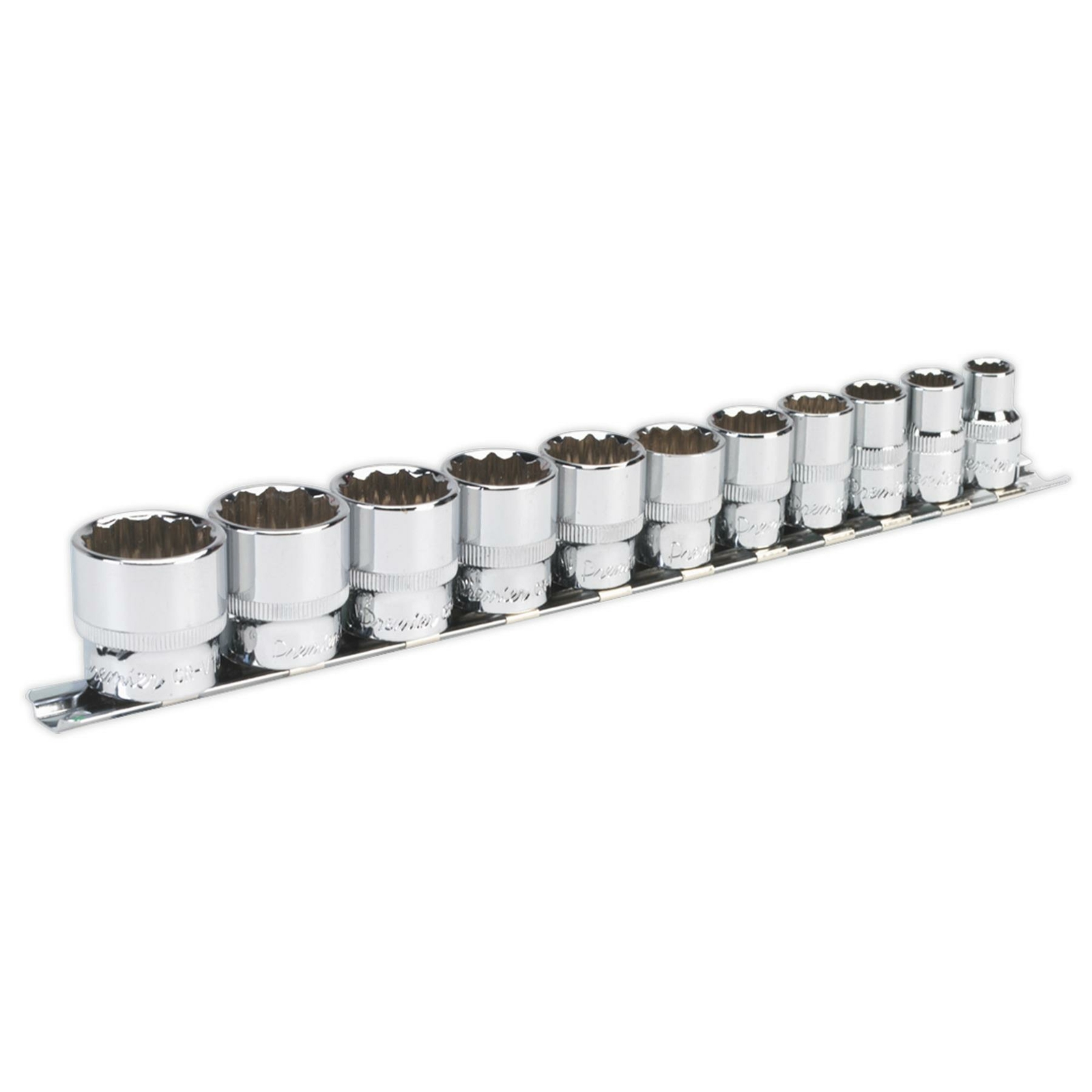 Sealey Premier 11 Piece Bi-Hex 3/8″ Sq Dr Imperial AF Socket Set + Rail