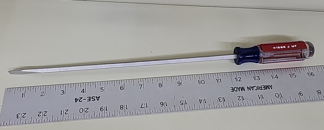 Craftsman 41585 Flat Slot Screwdriver 1/4″ Tip WF 12″ Square Shaft 16″ LONG USA