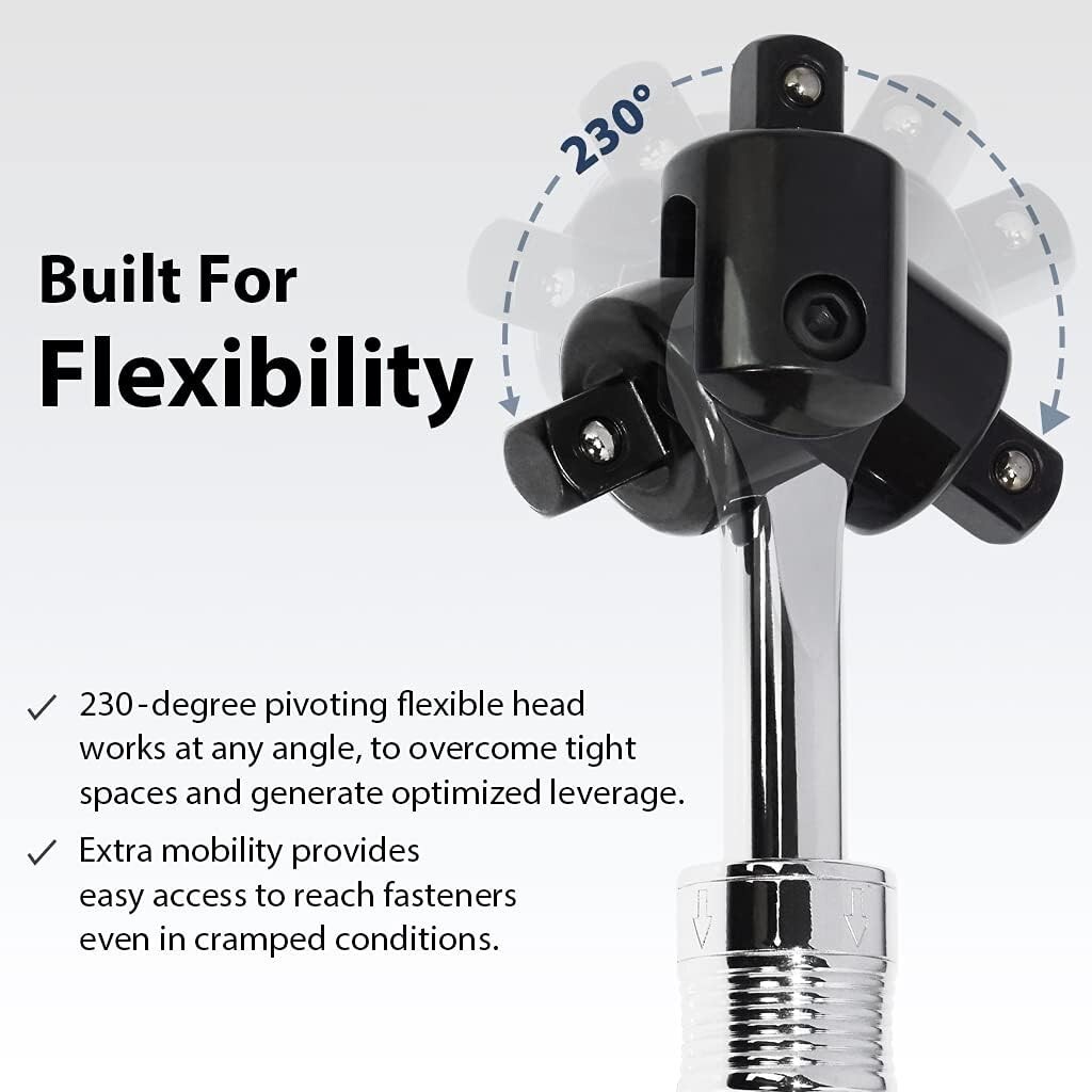 Breaker Bar Chrome Vanadium Steel 24.5 Inch Long Flex Head Ratchet
