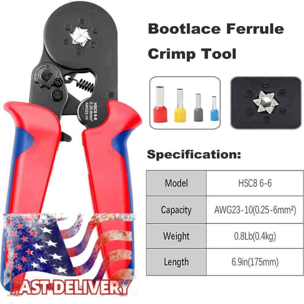 AWG23-10 HSC8 6-6 Self-Adjusting Ratchet Wire Ferrule ，Hexagonal Crimping Tool